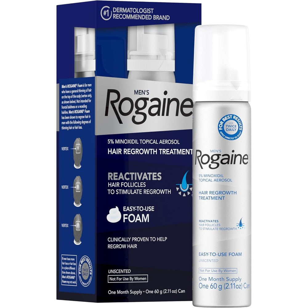 Style Make Men's Rogaine 5% Minoxidil Topical Foam front view authentic hair regrowth treatment