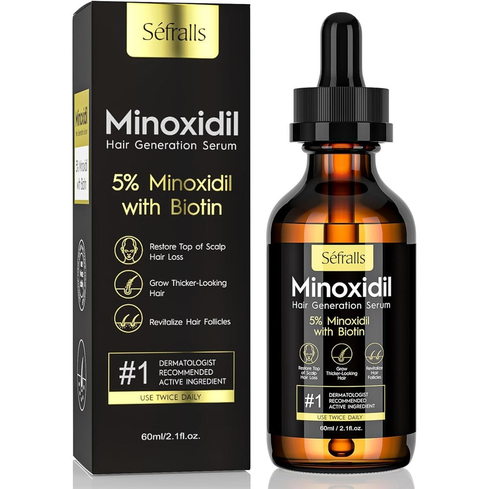Stafenit Sefralls 5 percent minoxidil hair growth serum front view bottle on white background