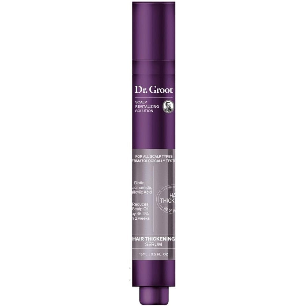 Dr. Groot Hair Thickening Serum front view showing the premium packaging and brand logo for anti-hair loss care.