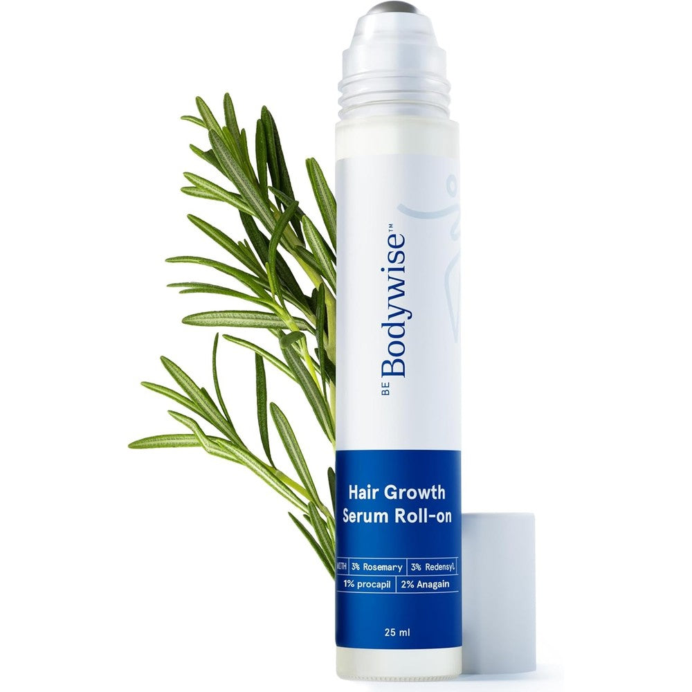 Be Bodywise Rosemary Hair Growth Serum Roll On front view showing packaging details