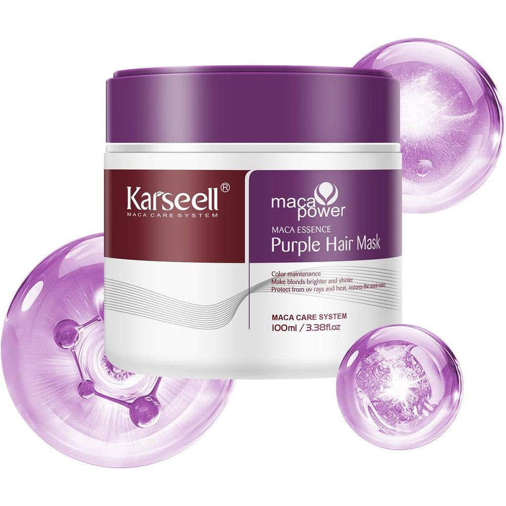 Karseell maca essence purple hair mask front view jar