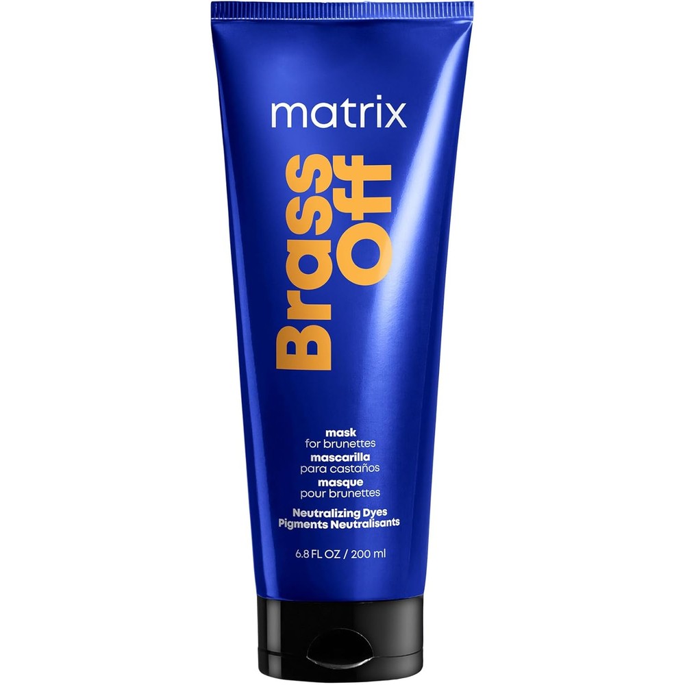 Matrix Total Results Brass Off Blue Hair Mask front view showing the vibrant blue tube design