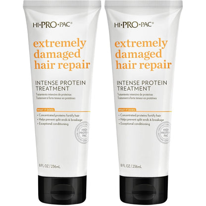 Hi-Pro-Pac Extremely Damaged Hair Repair Intense Protein Treatment two pack bottles front view