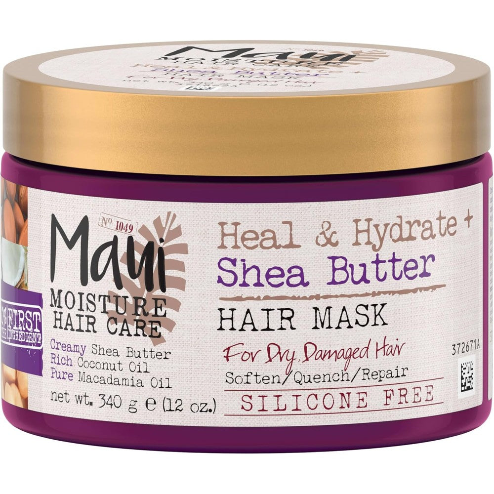 Maui Moisture Heal and Hydrate Shea Butter Hair Mask front view tub packaging