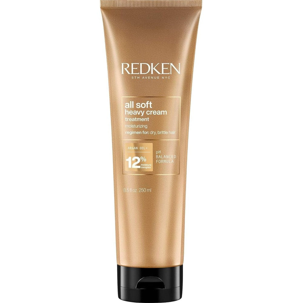 Redken All Soft Heavy Cream hair mask front view golden tube packaging