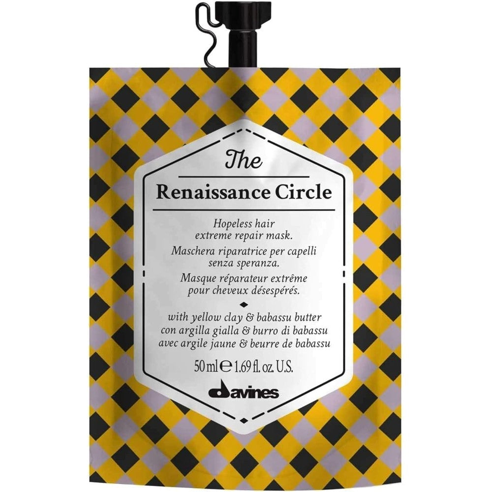 Davines The Renaissance Circle repairing hair mask front view 50ml pouch