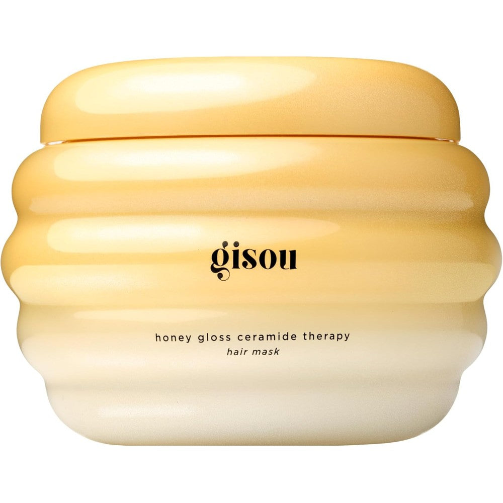 Gisou honey gloss ceramide therapy hair mask front view jar packaging