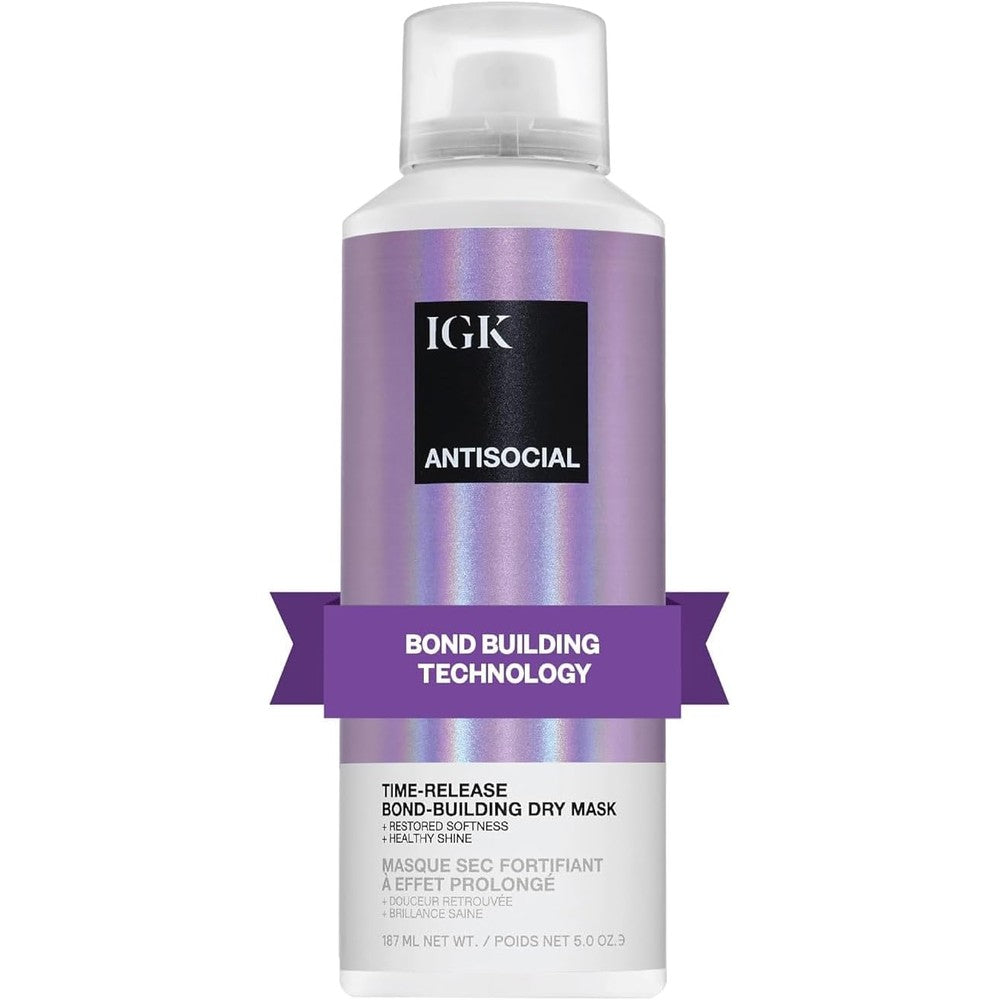 iGK Antisocial Overnight Bond-Building Dry Hair Mask front view bottle