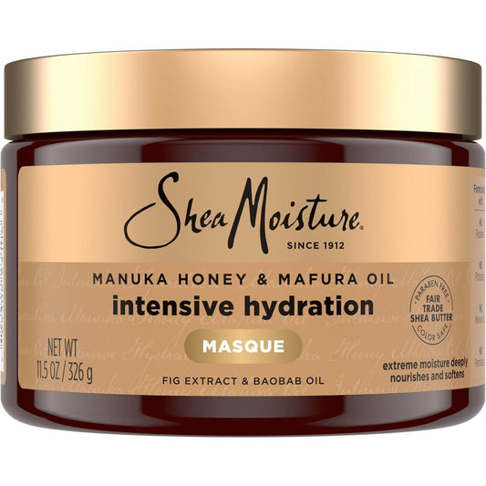 SheaMoisture Manuka Honey and Mafura Oil Intensive Hydration Hair Masque jar front view