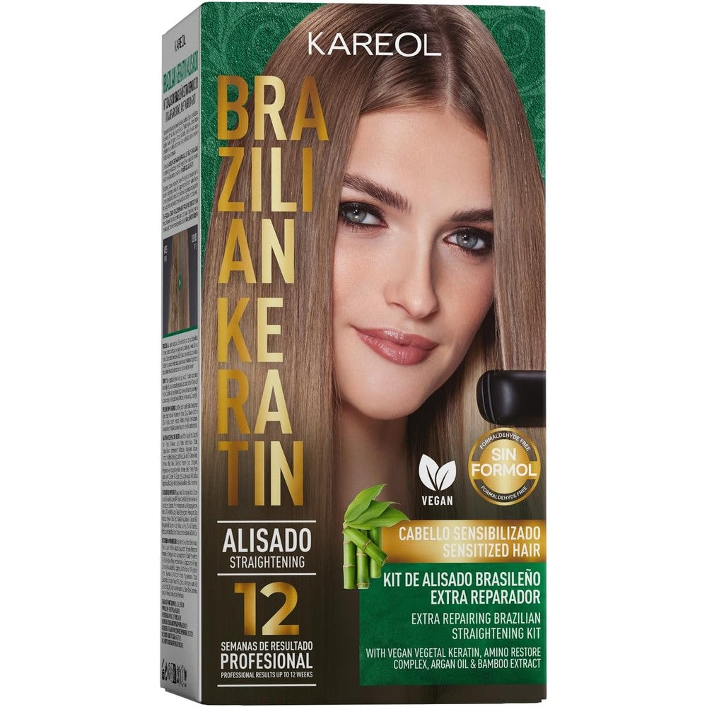 Kareol Extra Repairing Brazilian Keratin Straightening Kit front view product packaging