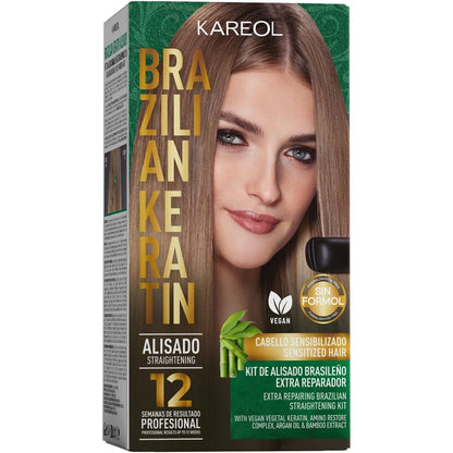Kareol Extra Repairing Brazilian Keratin Straightening Kit front view product packaging
