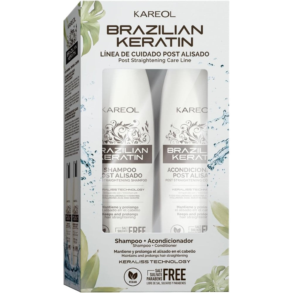 Kareol Brazilian Keratin Post Straightening Kit shampoo and conditioner set front view