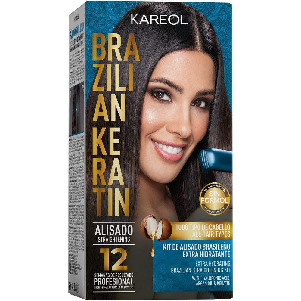 Kareol Extra Hydrating Brazilian Straightening Kit front packaging