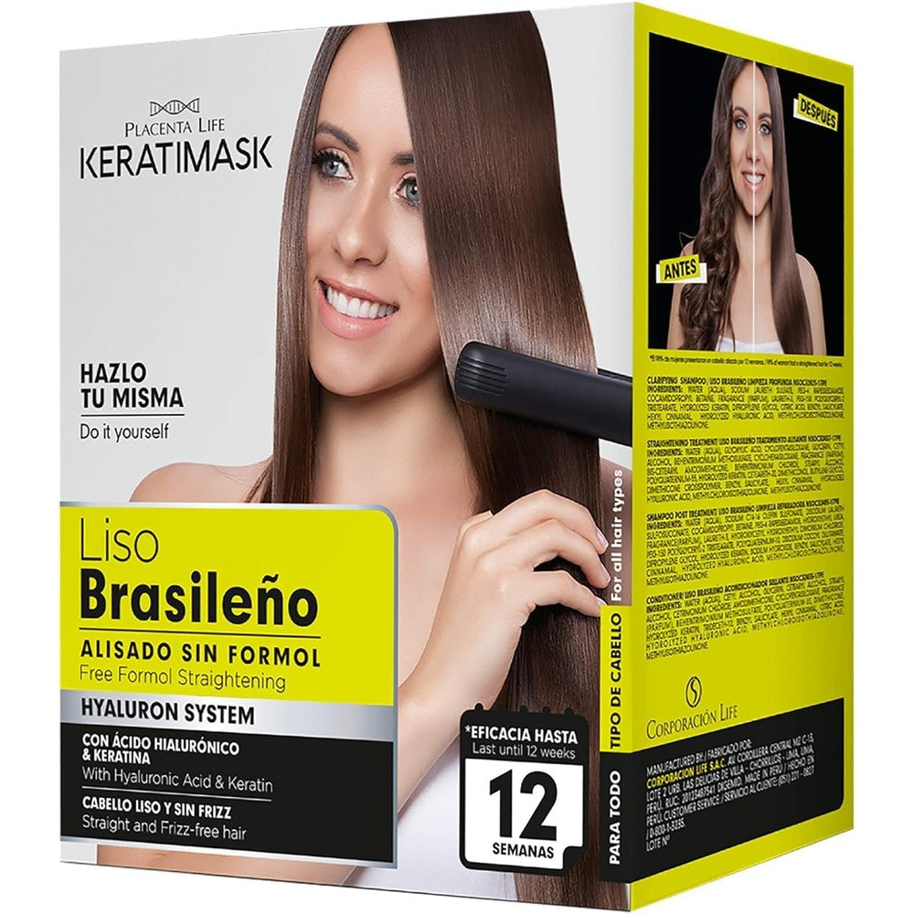 Placenta Life Keratimask Brazilian Straightening Kit front packaging view