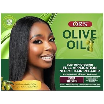ORS Olive Oil Built In Protection No Lye Hair Relaxer Extra Strength kit front view for coarse hair straightening