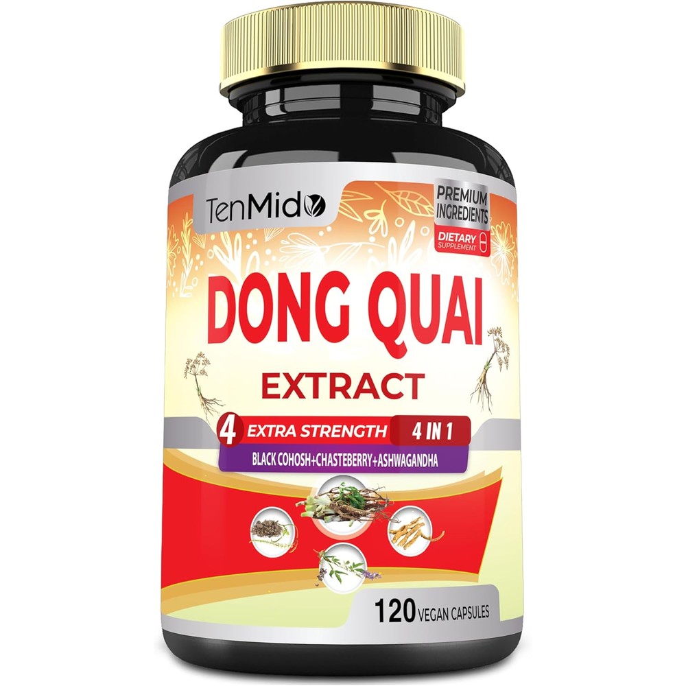 Tenmido Dong Quai 120 Vegan Capsules front packaging view