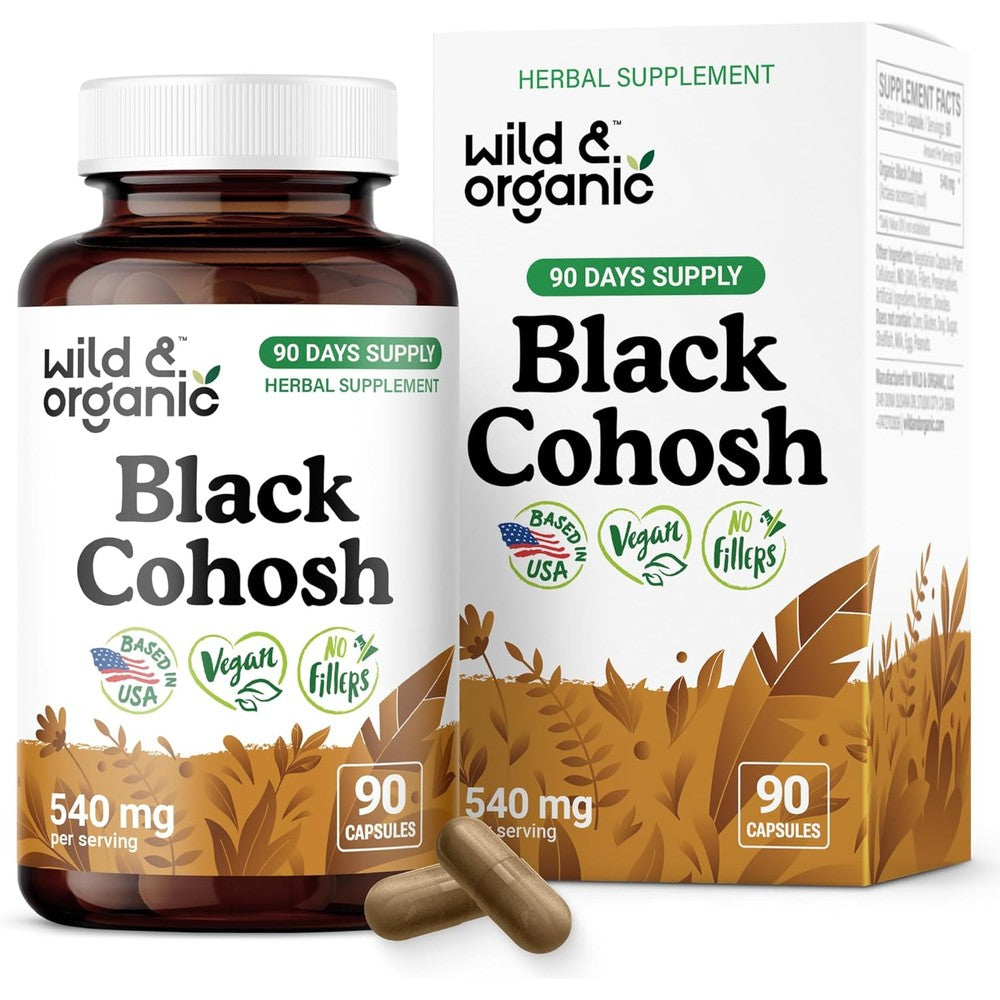 Wild & Organic Black Cohosh 540mg supplement bottle front view