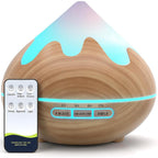 GLOXA Essential Oil Diffuser 500ML brown wood grain front view for aromatherapy.