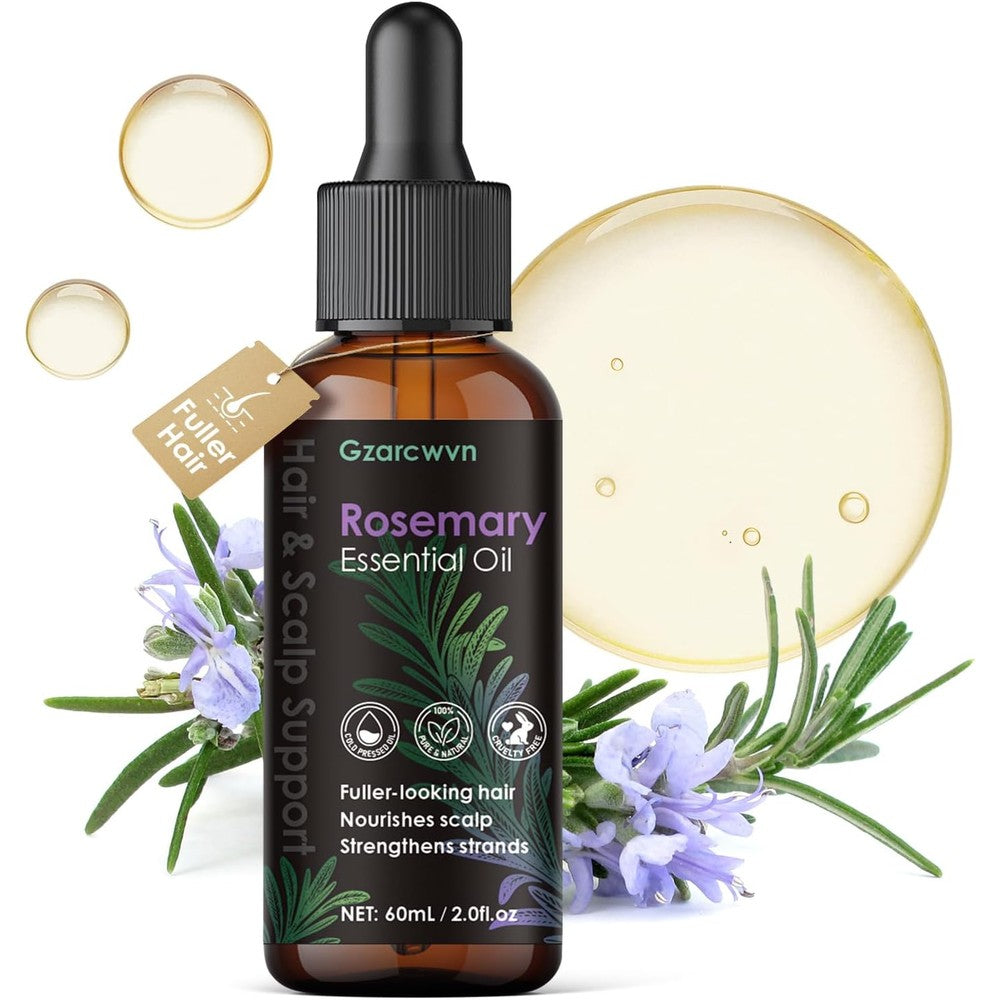 Gzarcwvn Rosemary Essential Oil 60ml front view for hair growth stimulation.