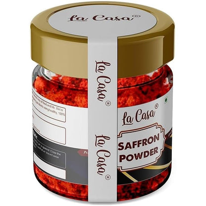 La Casa Saffron Powder 1 gram glass jar front view
