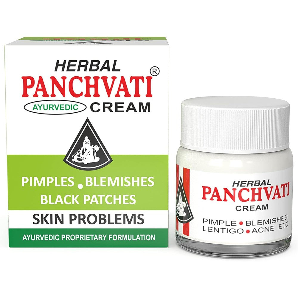 Panchvati Herbals Ayurvedic Anti Blemish Cream 10g front view for acne treatment.