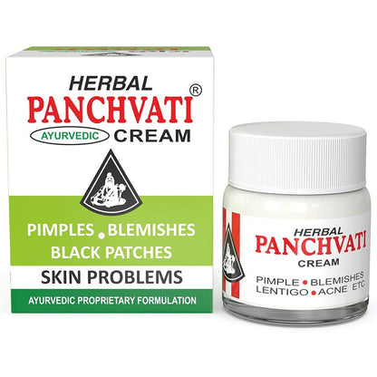 Panchvati Herbals Ayurvedic Anti Blemish Cream 10g front view for acne treatment.