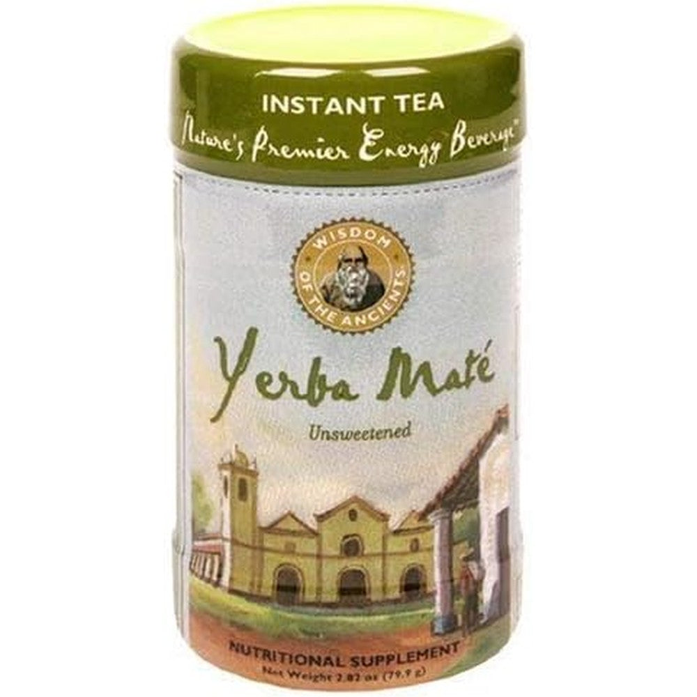 Wisdom of the Ancients Yerba Mate Instant Tea Unsweetened front view for natural energy supplement