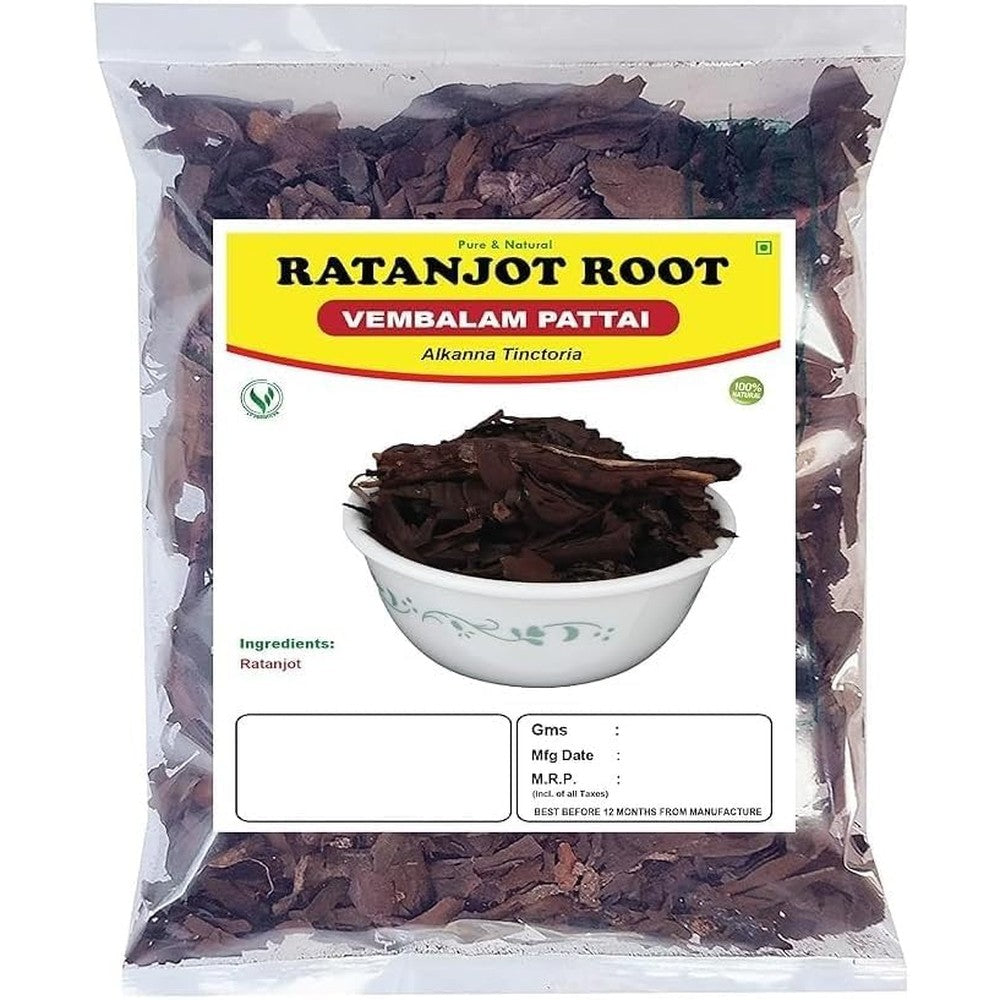 3V PRODUCTS Ratanjot Root 50g pack of 2 front view for cooking and hair growth.