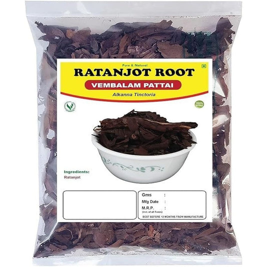 3V PRODUCTS Ratanjot Root 50g pack of 2 front view for cooking and hair growth.
