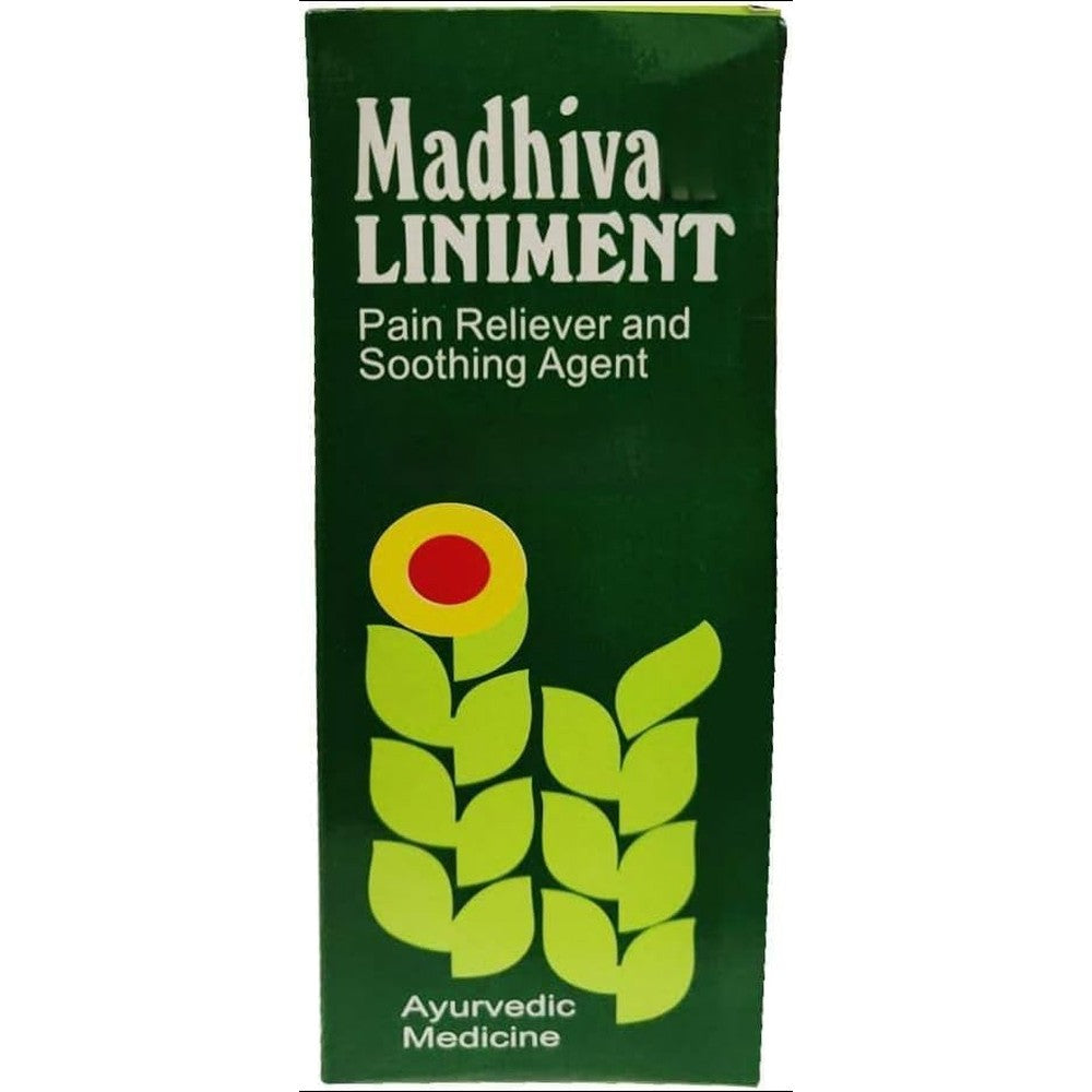 Madhivala Liniment 90ml front packaging view Ayurvedic pain relief oil.