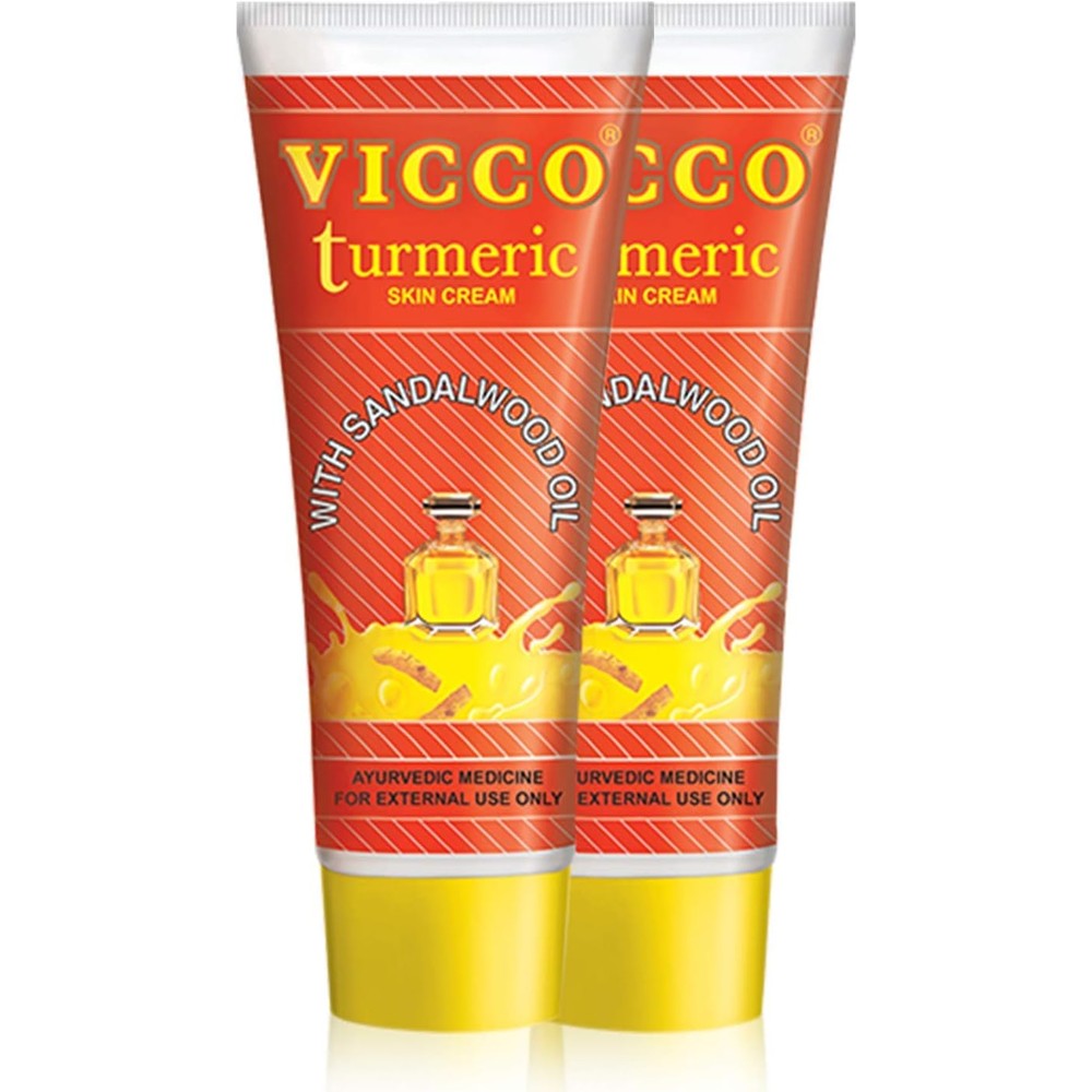 Vicco Turmeric Ayurvedic Skin Cream pack of 2 front view for acne treatment