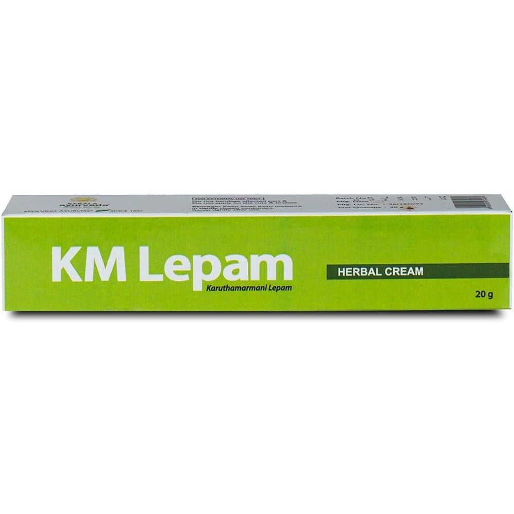Kerala Ayurveda KM Lepam muscle soothing cream front view for headache relief.