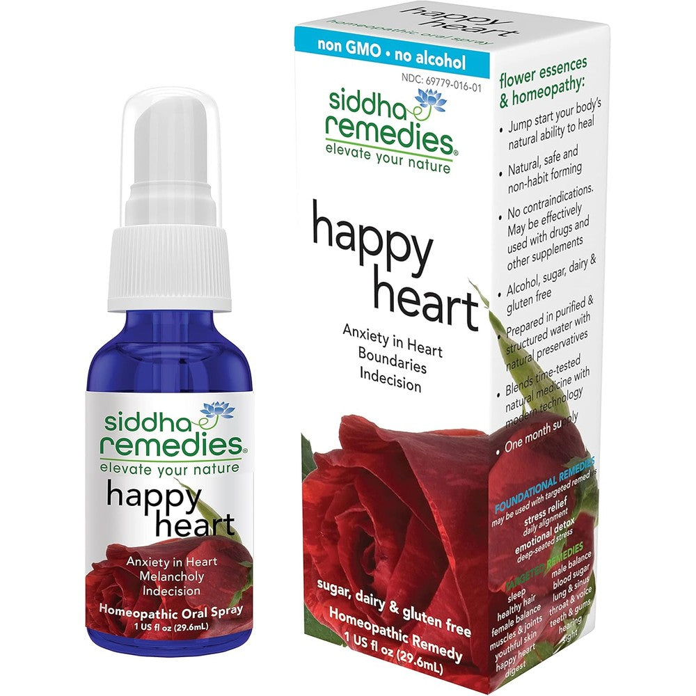 Siddha Remedies Happy Heart Spray front view authentic homeopathic wellness.