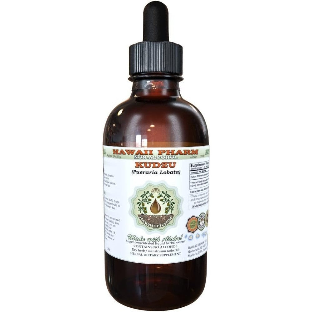 Hawaii Pharm Kudzu Alcohol-Free Liquid Extract front view for herbal wellness.