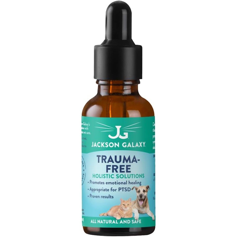 Jackson Galaxy Solutions Trauma-Free bottle front view authentic USA imported pet care.