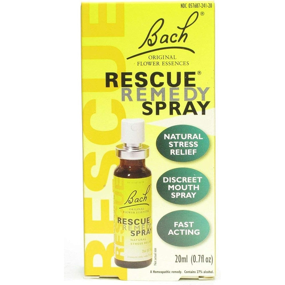 Bach Rescue Remedy Natural Stress Relief Spray 20ml front view for homeopathic emotional support