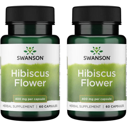 Swanson Full-Spectrum Hibiscus Flower 400mg 60 Capsules front view bottle for heart health.