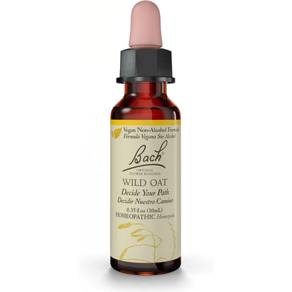 Bach Original Flower Remedies Wild Oat 10ml bottle front view for emotional balance