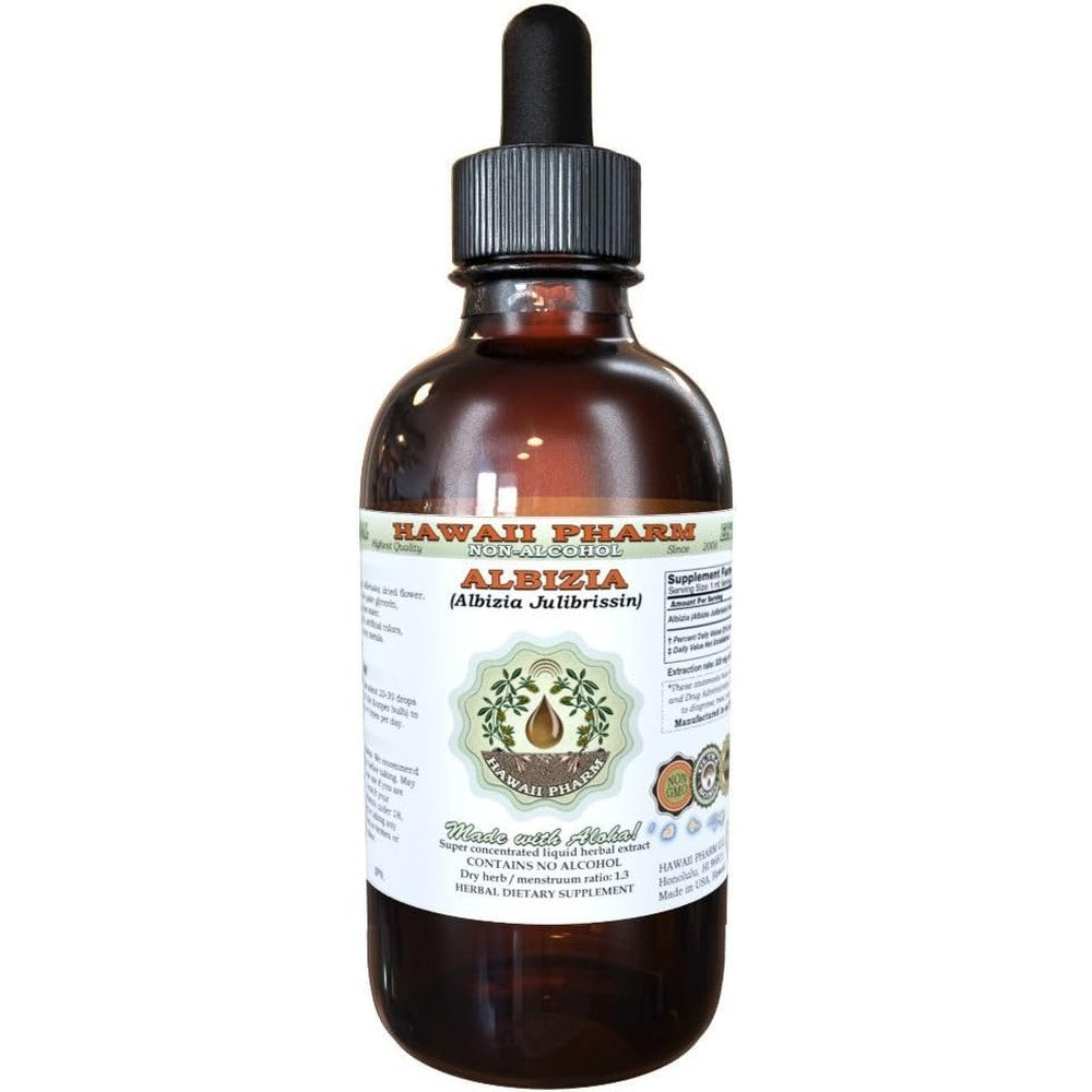 Hawaii Pharm Albizia Alcohol-Free Liquid Extract front bottle view for stress support.