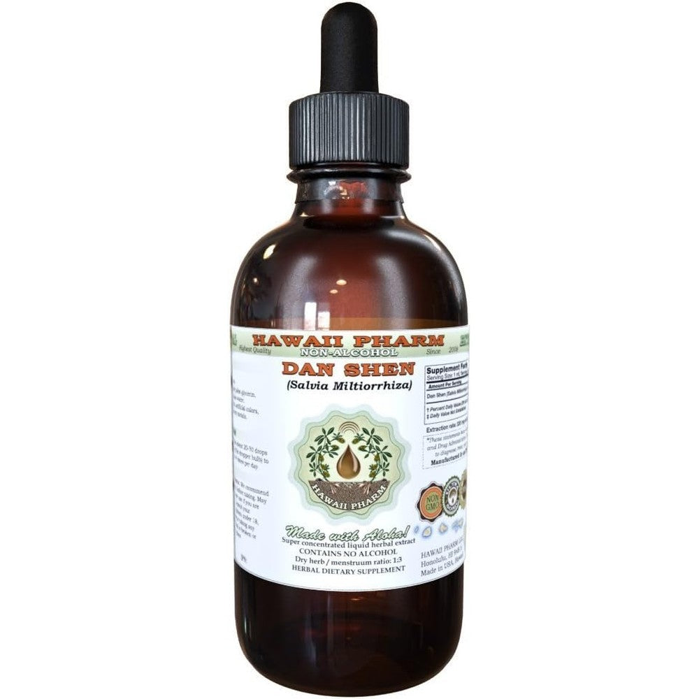 Hawaii Pharm Dan Shen Alcohol-Free Liquid Extract front view for heart health support.