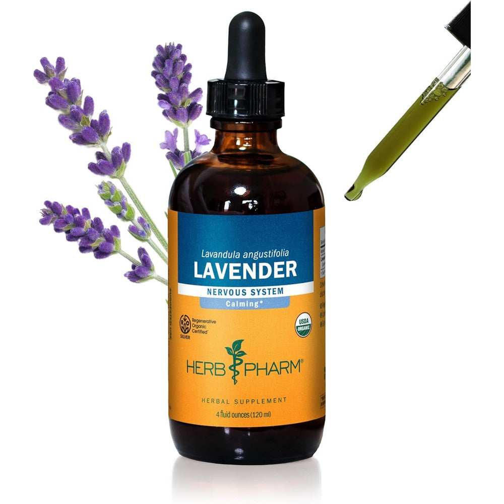 Herb Pharm Organic Lavender Liquid Extract front view for stress relief
