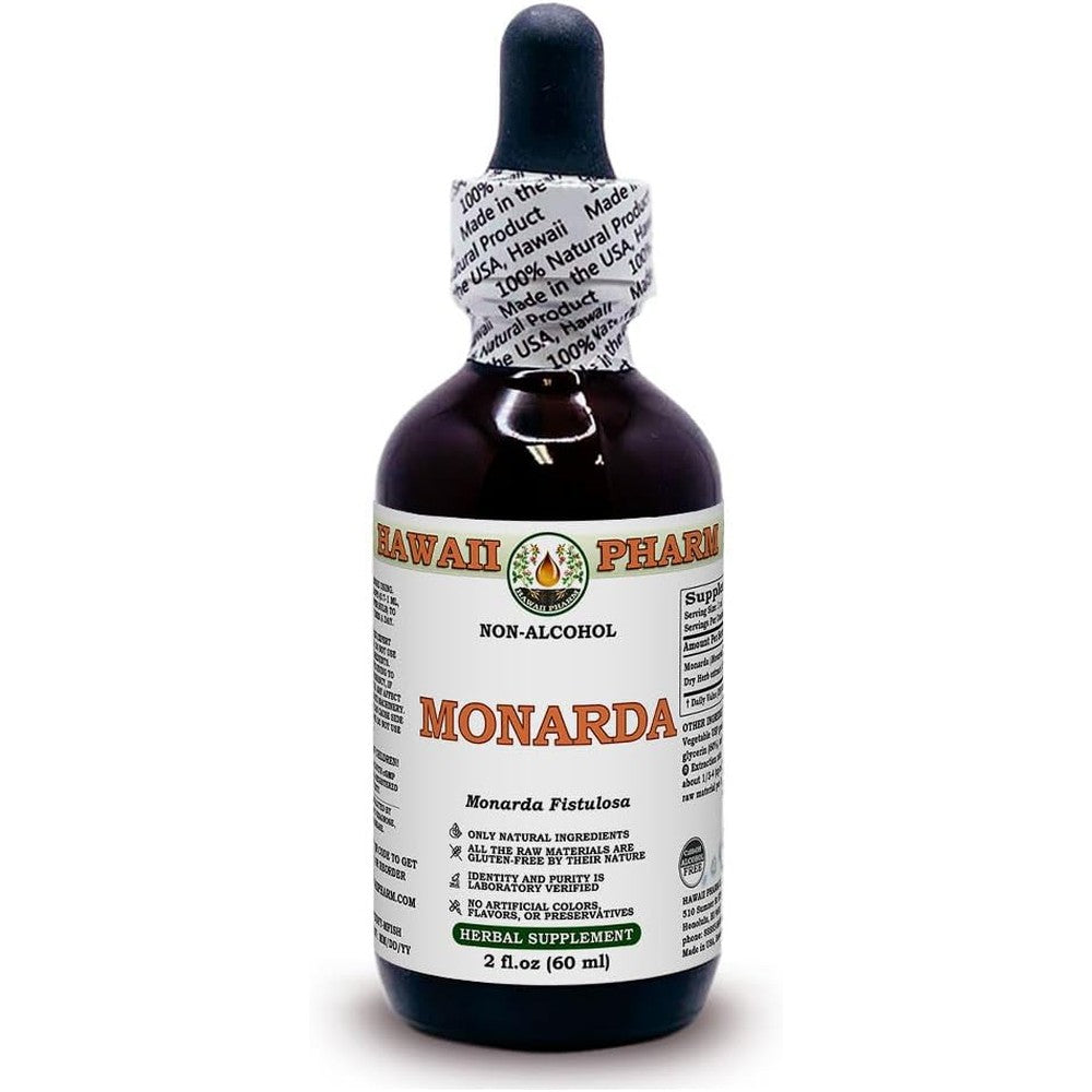 Hawaii Pharm Monarda Alcohol-Free Liquid Extract front label view authentic herbal supplement