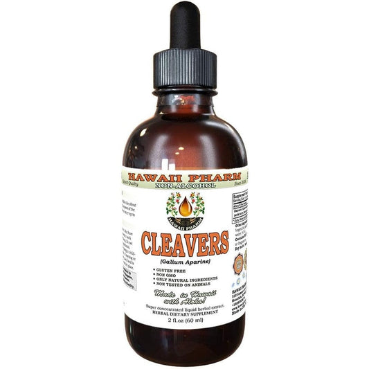 Hawaii Pharm Cleavers Alcohol Free Liquid Extract 2 ounce bottle front view for lymphatic support.
