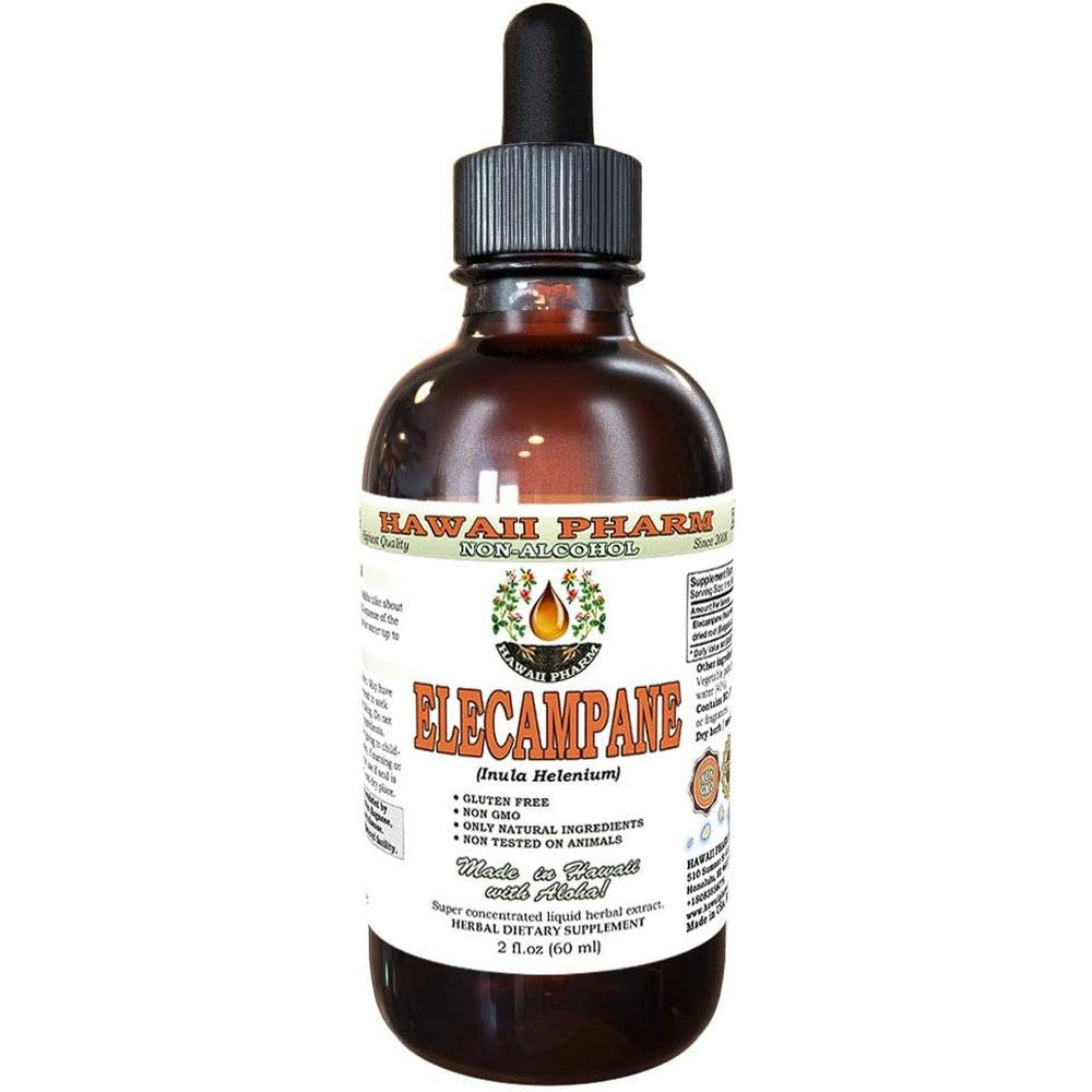 Hawaii Pharm Elecampane Alcohol-Free Liquid Extract 2 Ounce front view respiratory support supplement
