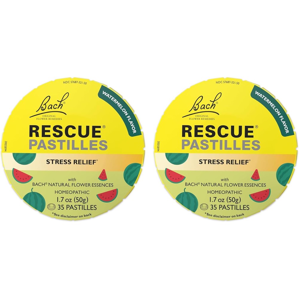 RESCUE Bach Pastilles Watermelon front view of 2 pack tin.