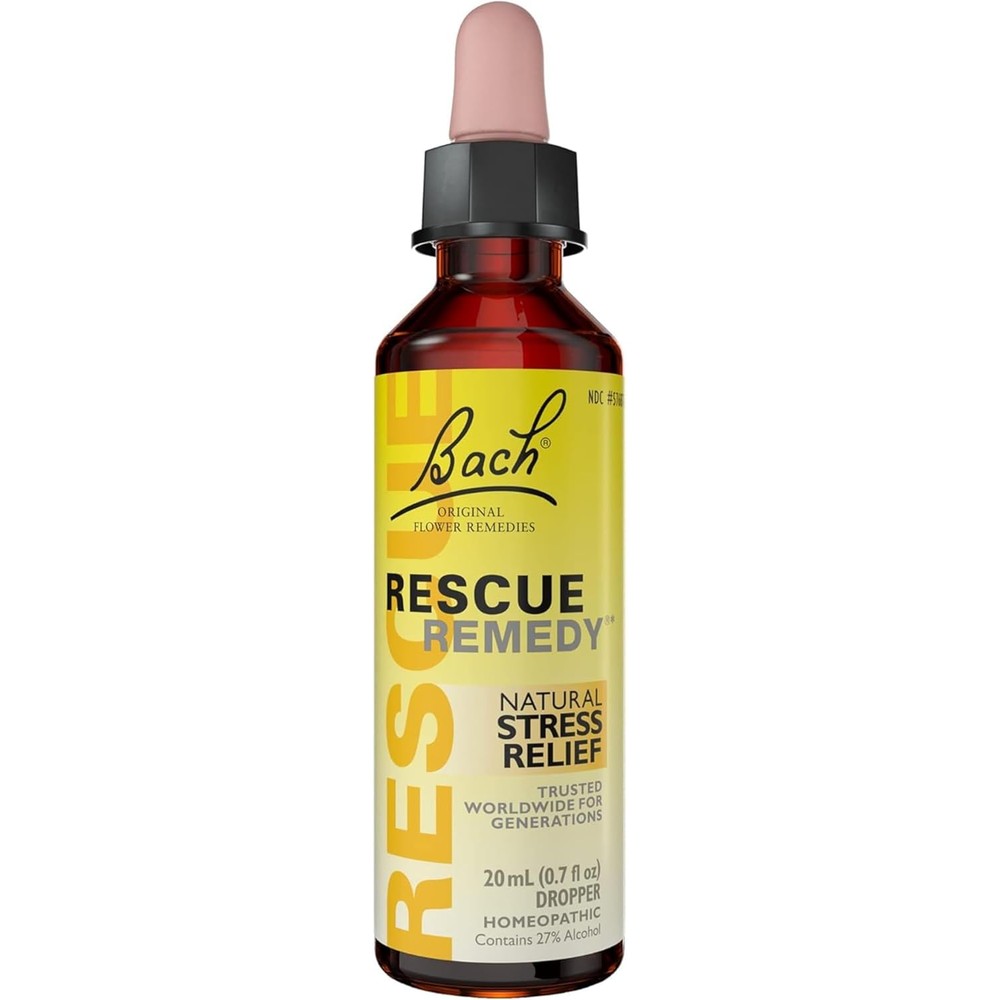 Bach Rescue Remedy Dropper 20ml front view for natural stress relief.