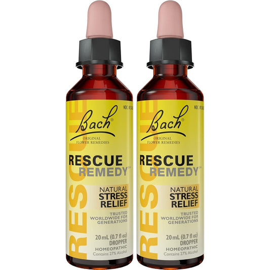Bach Rescue Remedy Dropper 2 pack front view for natural stress relief.