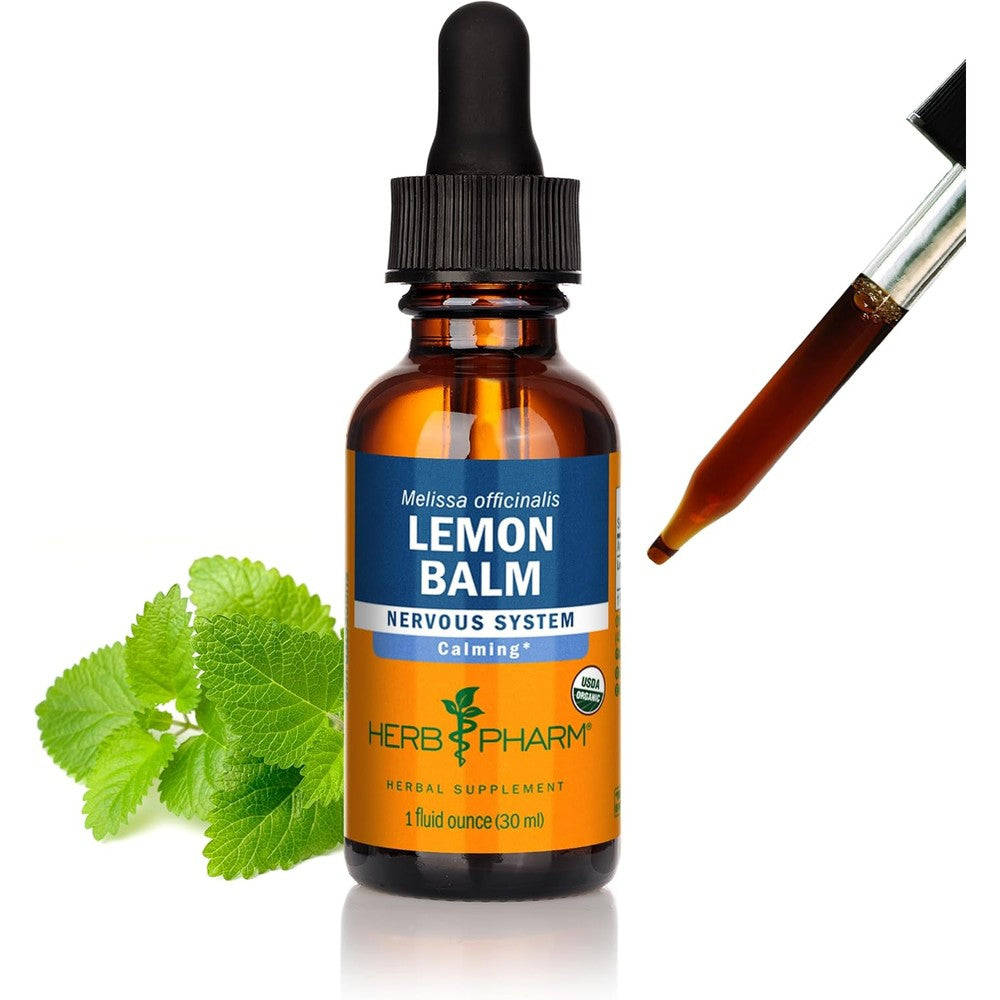 Herb Pharm Certified Organic Lemon Balm Liquid Extract 1 Ounce front bottle view