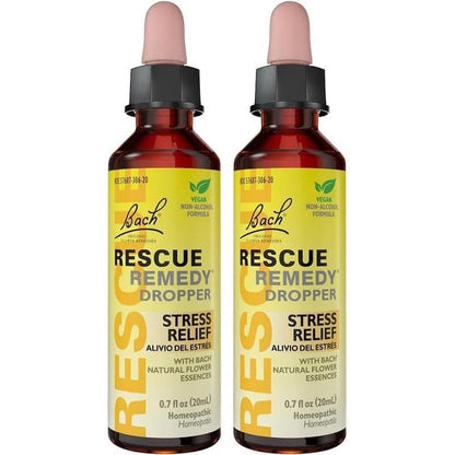Bach RESCUE Remedy Dropper 20mL Pack of 2 front view natural stress relief