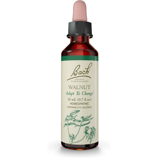 Bach Original Flower Remedies Walnut 20ml bottle front view for emotional balance.